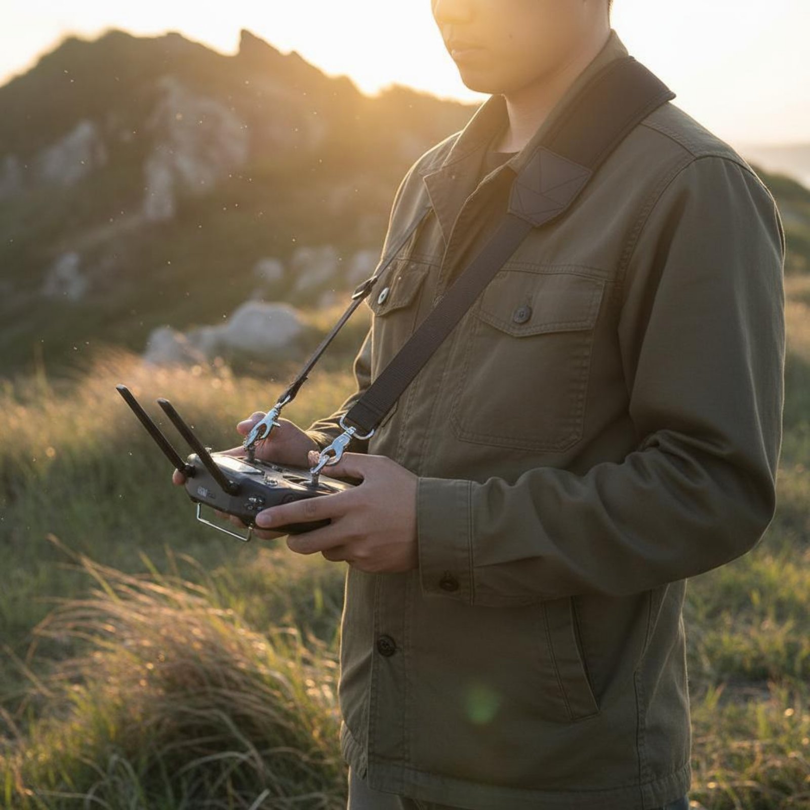 Drone Arm - สายรัดเครื่องส่งสัญญาณโดรน สายรัดตัวควบคุมโดรนแบบติดตั้งรวดเร็ว สายคล้องตัวควบคุมแบบปรับได้ สายคล้องกันลื่น ไนลอนทนทาน
