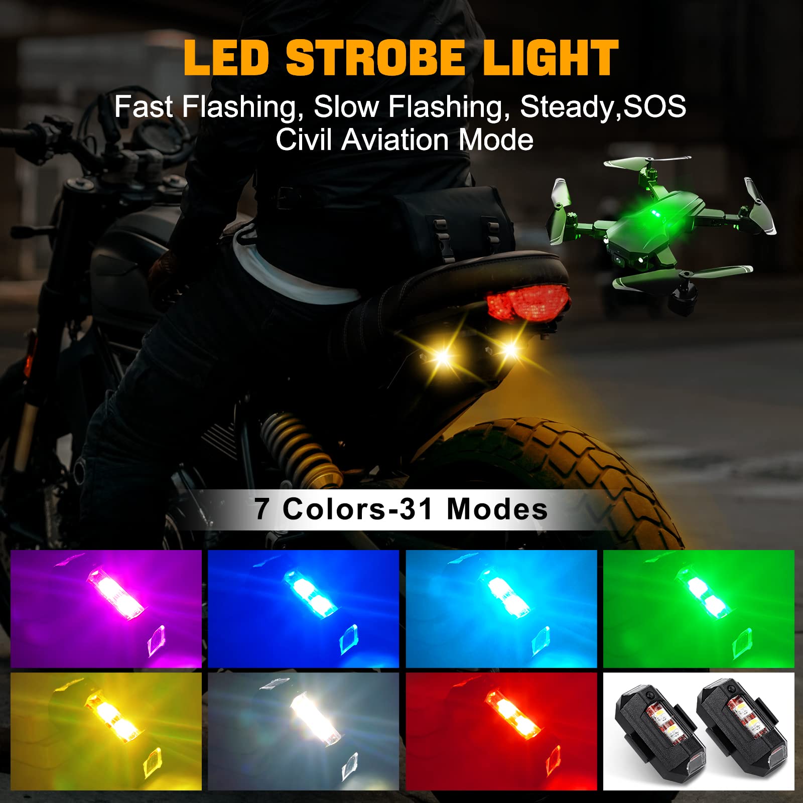 Drone Led Light - ไฟมอเตอร์ไซค์ ไฟโดรน ไฟแฟลช LED แบบ USB