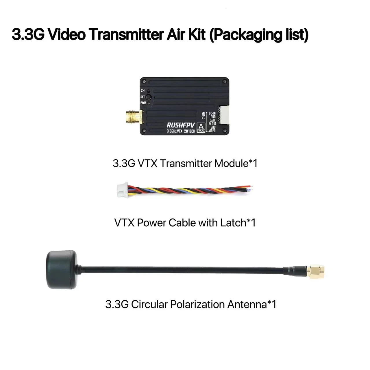 Drone Antenna - RUSHFPV 3.3G 2W VTX เครื่องส่งสัญญาณ FPV