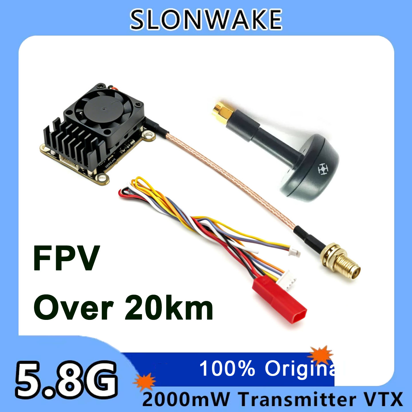 Drone Receiver - อัปเกรดใหม่ 5.8Ghz 2W ตัวส่งสัญญาณภาพวิดีโอไร้สาย FPV VTX