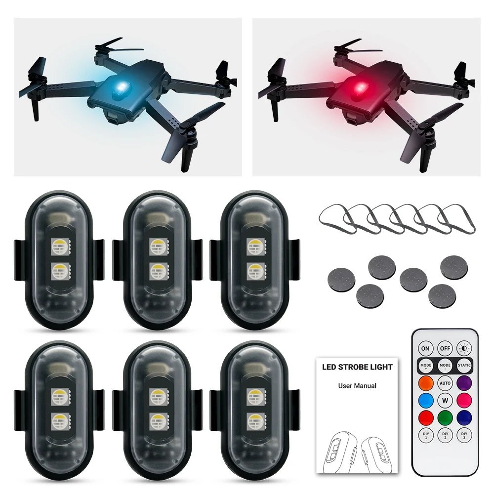 Drone Led Light - ไฟแฟลชรถจักรยานยนต์, ควบคุมด้วย APP RGB LED, สากลสําหรับสกู๊ตเตอร์/รถยนต์/หมวกกันน็อค/โดรน,