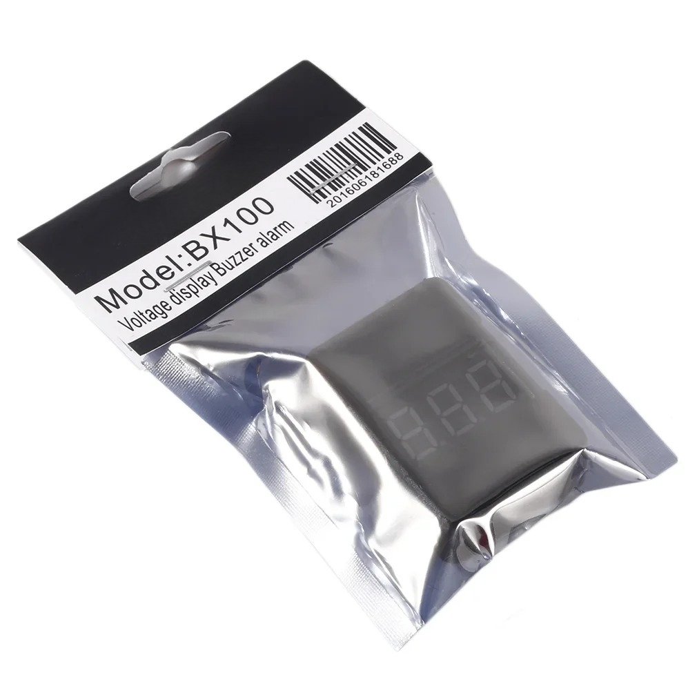 Drone Buzzer - เครื่องทดสอบแรงดันแบตเตอรี่ลิโพ BX100 1-8S พร้อมจอ LCD และเสียงเตือนแรงดันต่ำ